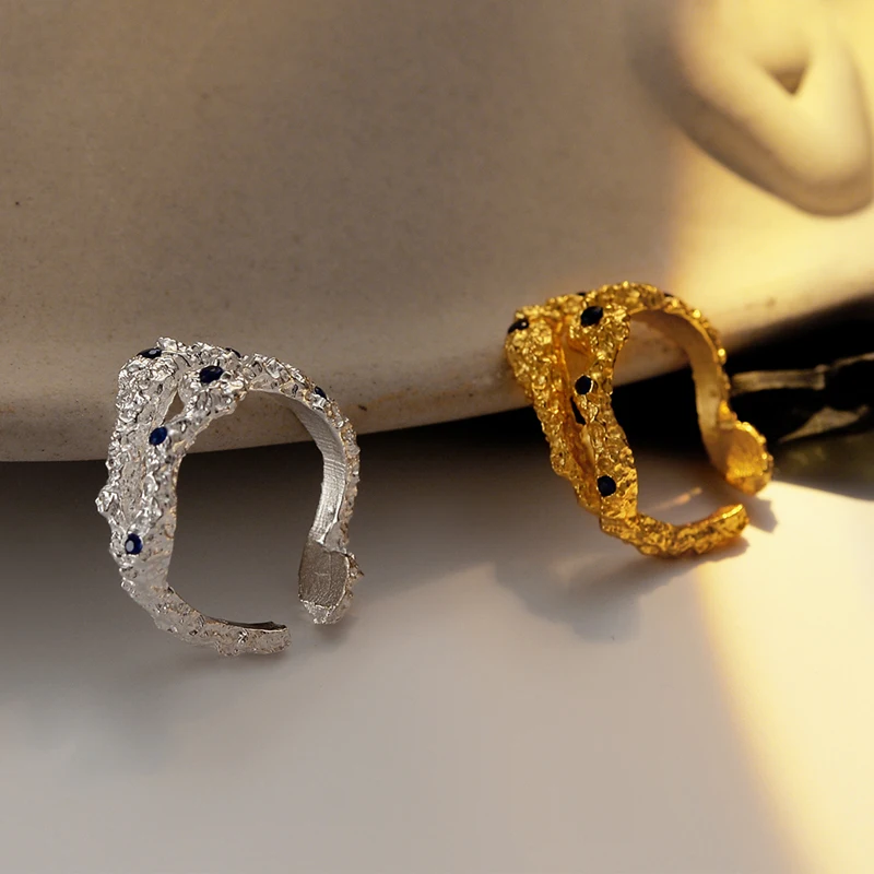 

Icebela Jewelry Korean Version S925 Sterling Silver Hollow Burn Crease Ring Female Open Diamond-set Index Finger Ring