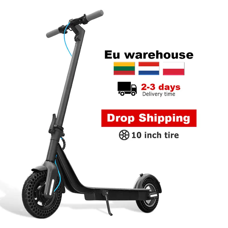 Drop Shipping Scooter 2 Wheel Foldable Electric Standing Scooter Europe Warehouse Electric Adults E Scooter, Black