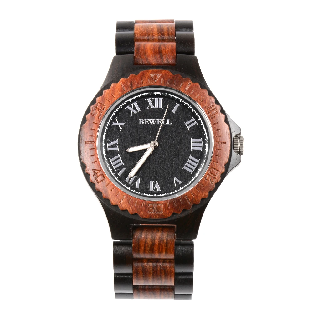 

Wholesale oem watches men wooden timepieces wristwatch men wood Bewell watch with real wood dial