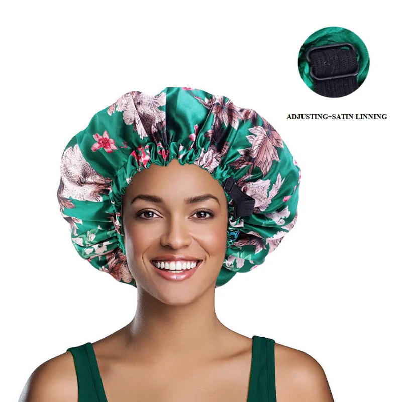 Wholesale Adjustable Size Double Layer Printing Bonnet Cap Nightcap Hairdressing Ethnic Style Bonnets for Female