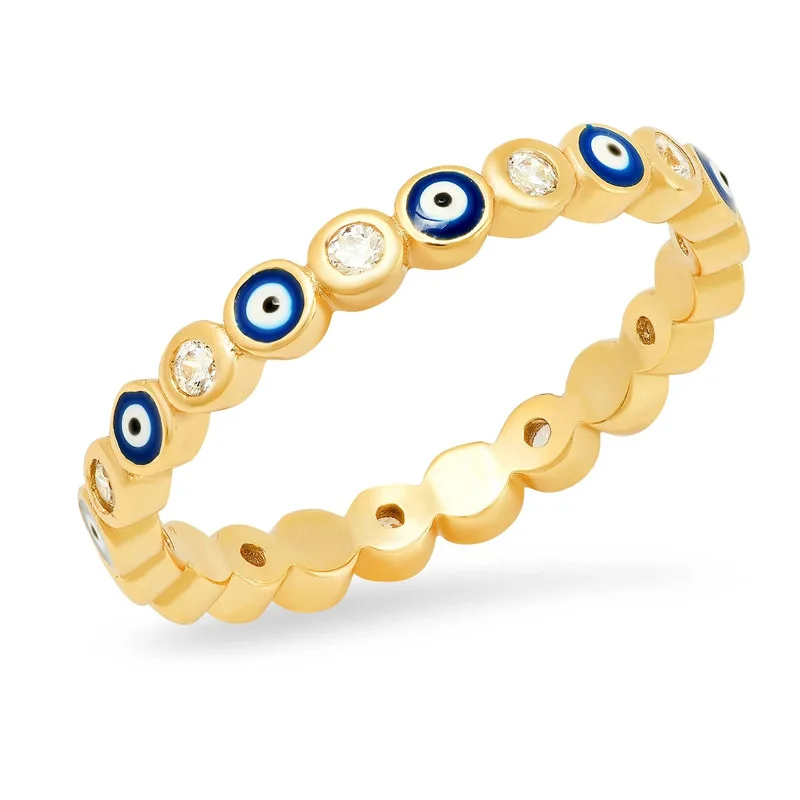 

Good quality 18K Gold plated Blue eyes diamond Ring fashion jewelry accessories for women