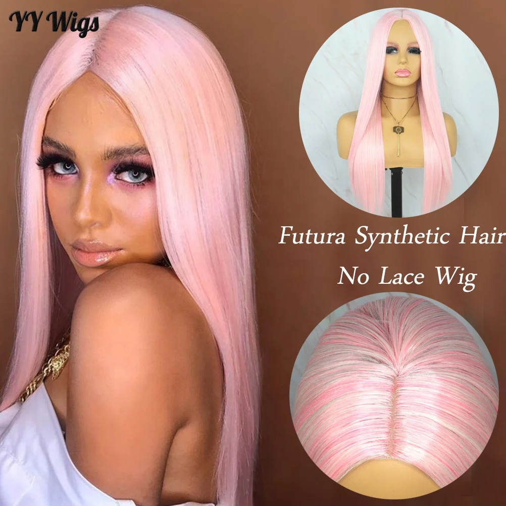 

Light Pink Futura Fiber No Lace Synthetic Wig for Women 22 Inch High Density