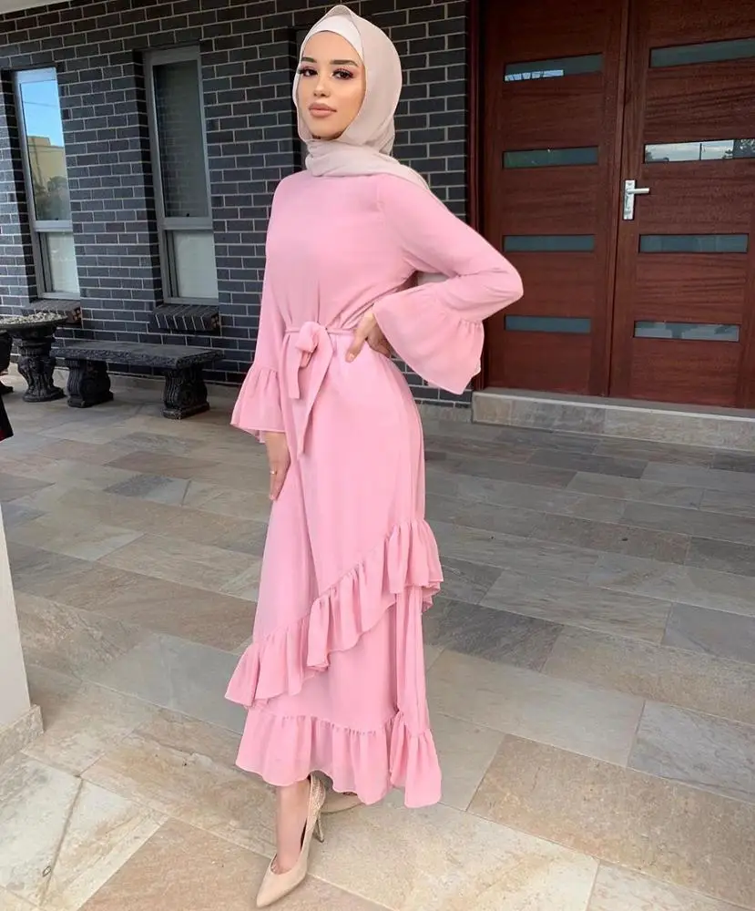 

A Turkish Muslim dress for women celebrity robe muslim women dress, Pink,wine red