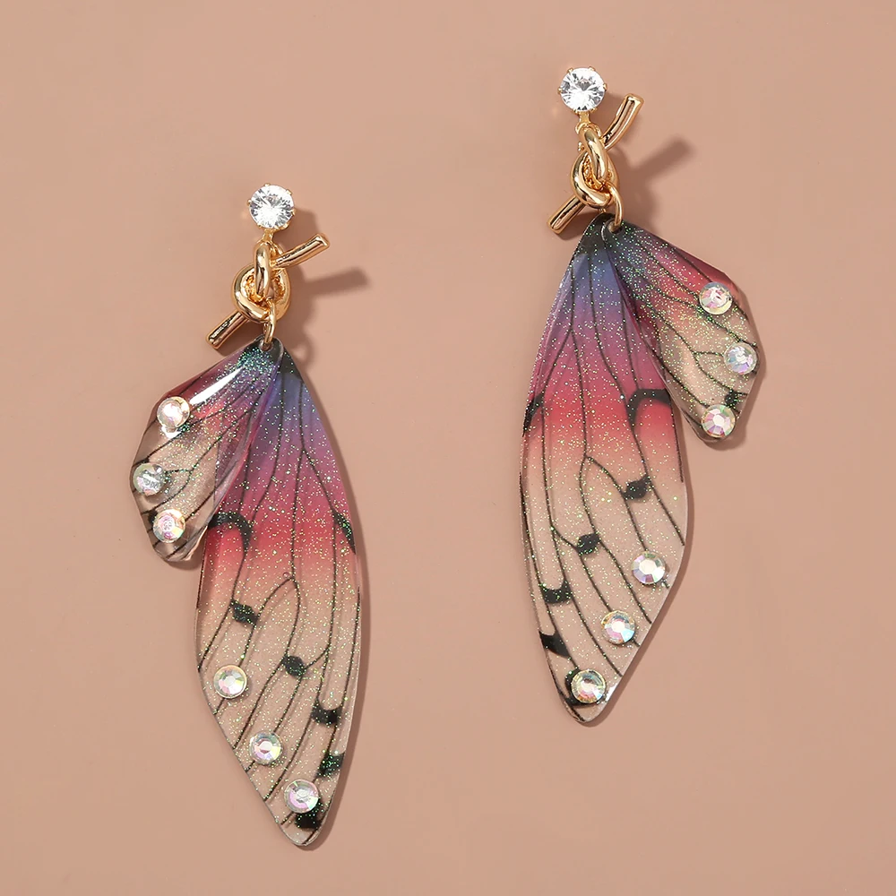 

2 Designs Exquisite Set Diamond Butterfly Wings Knot S925 Earrings Woman Jewelry