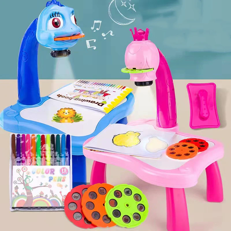 

Children Montesorri Educational Toys 3 in 1 Electronic Projector Painting Toy LED Drawing Board