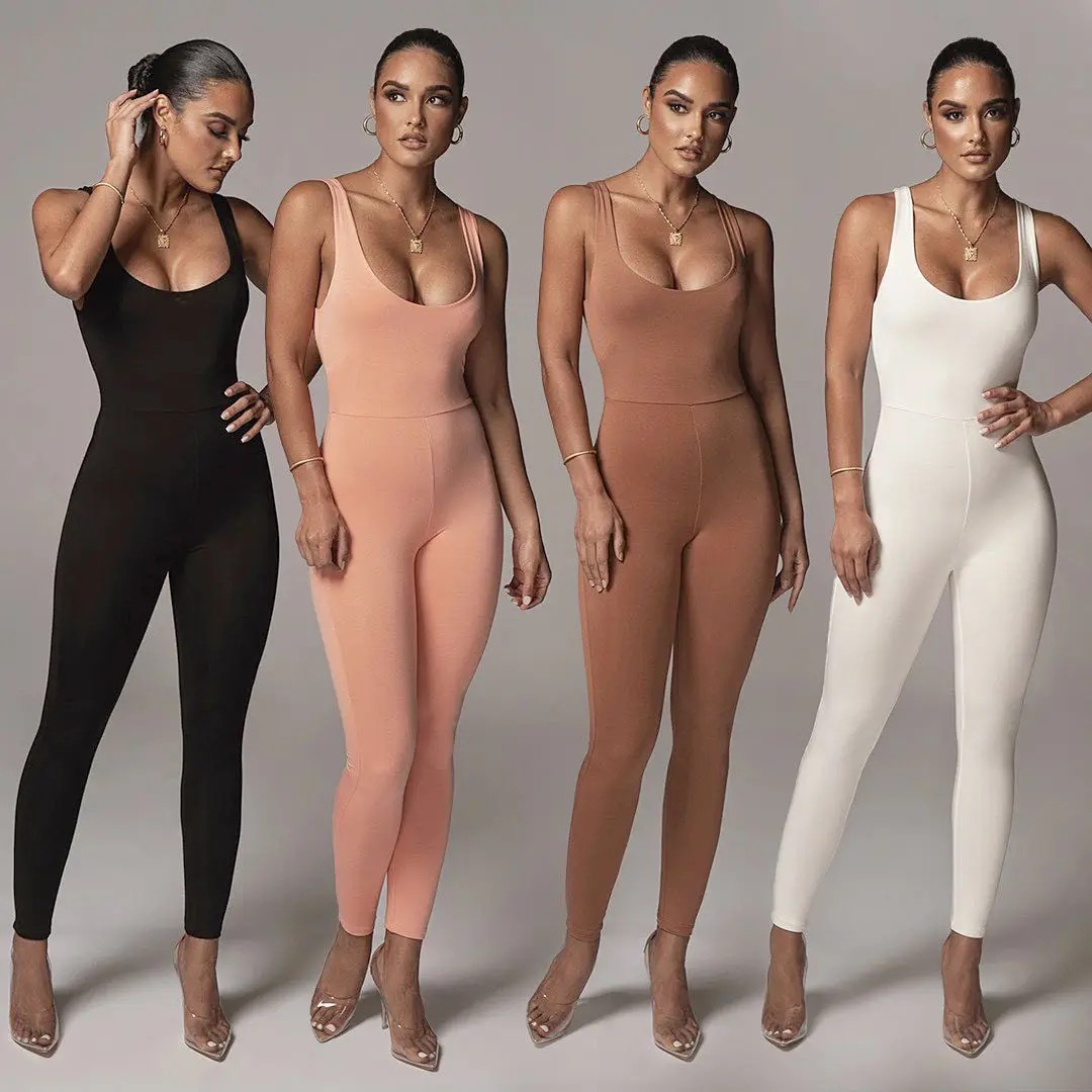 

wholesale 2021 Latest Design Good Quality Women Fashion Clothing Long Sleeve Jumpsuit Women One Piece Jumpsuits onesie Rompers, Black orange gray brown white green