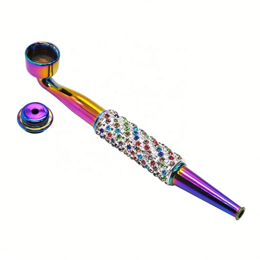 

Four-color Enamel Hollow Metal Pipe With Lid Dry Herb Tobacco Pipe Hot, Picture