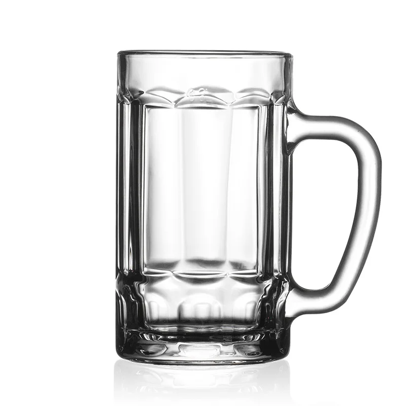 

High quality personalized lead free clear glass beer mug drinking glasses 320ml 360ml 380 with handle for freezer