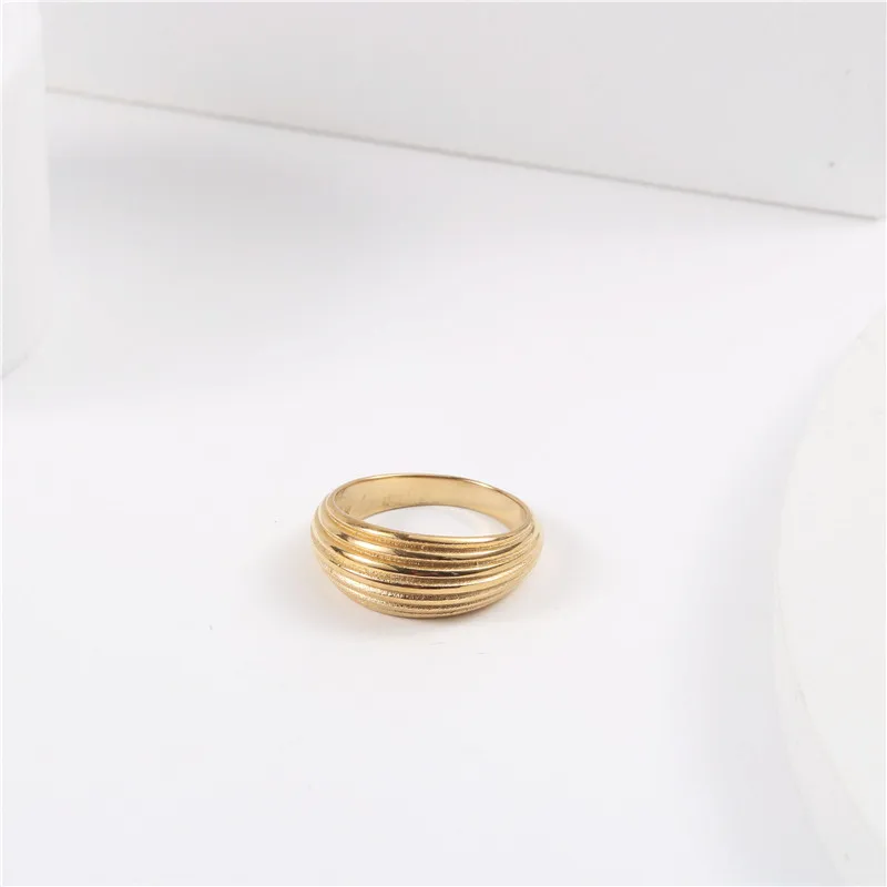 

High End 18K PVD Gold Plated Chunky Stainless Steel Rings Statement Jewelry