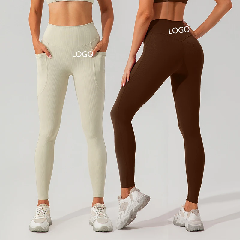 

XW-KW255 Threaded High Waist Hip Pocket Tummy Control Quick Drying Fitness Yoga Leggings for Women