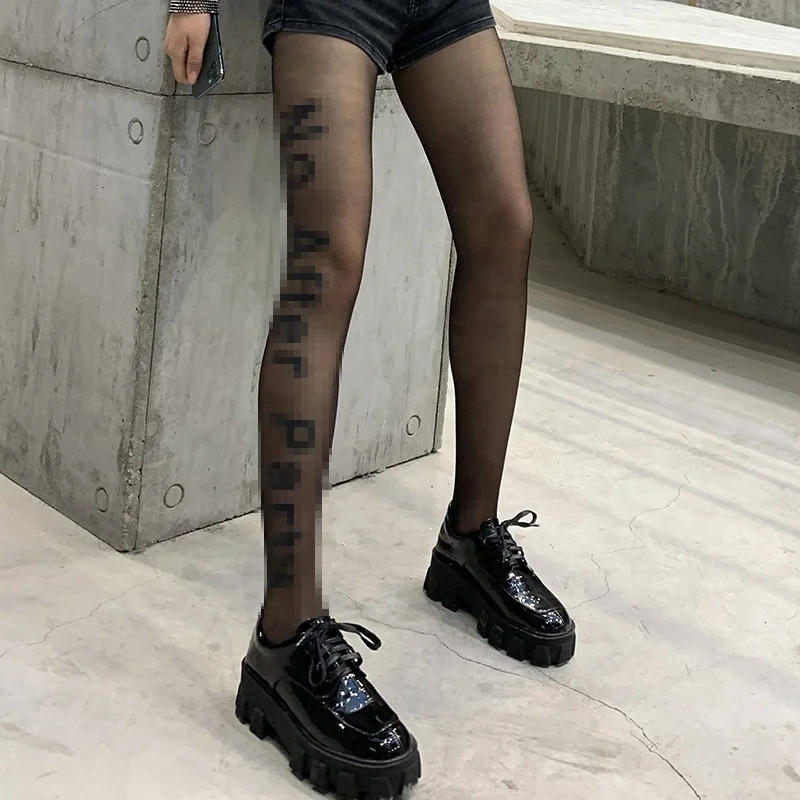 
Brand Logo Letter Print Tattoo Print Letter Silk Pantyhose Black Silk Stockings Women Stockings 