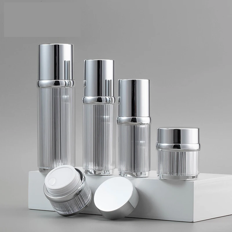 

Hot selling empty cosmetic packaging set 100ml acrylic lotion pump plastic bottle