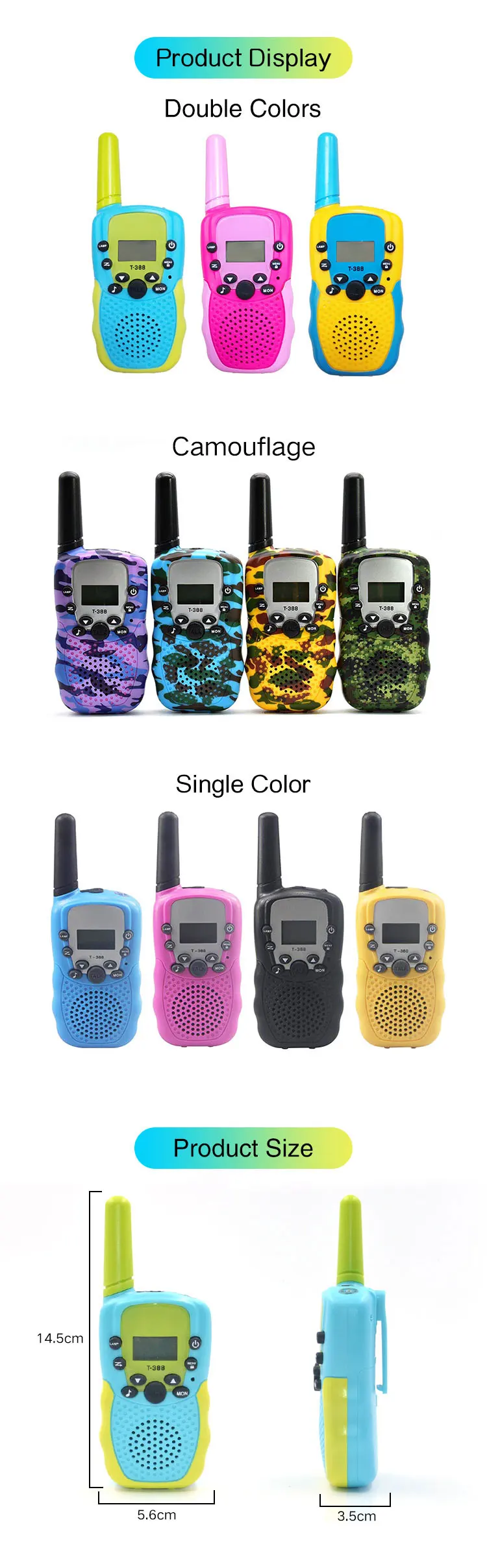 Kids Walkie Talkie Toy Walkie Talkie for Kids 3 Miles Range 22 Channels Built in Flash Light