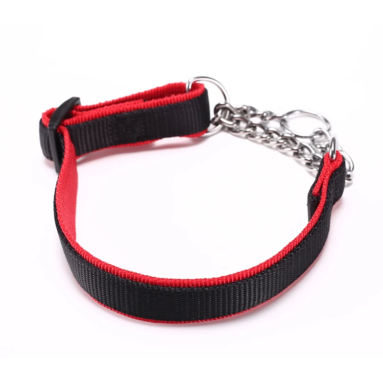 

Solid Nylon Martingale Ancol Half Check Choke Pet Metal Chain Training Dog Collar, All colors can be customed