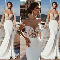 

Bridal Dress Wedding Gowns 2020 Women Lace Appliques Mermaid Sleeveless Illusion Back Robe de Mariage New Arrival