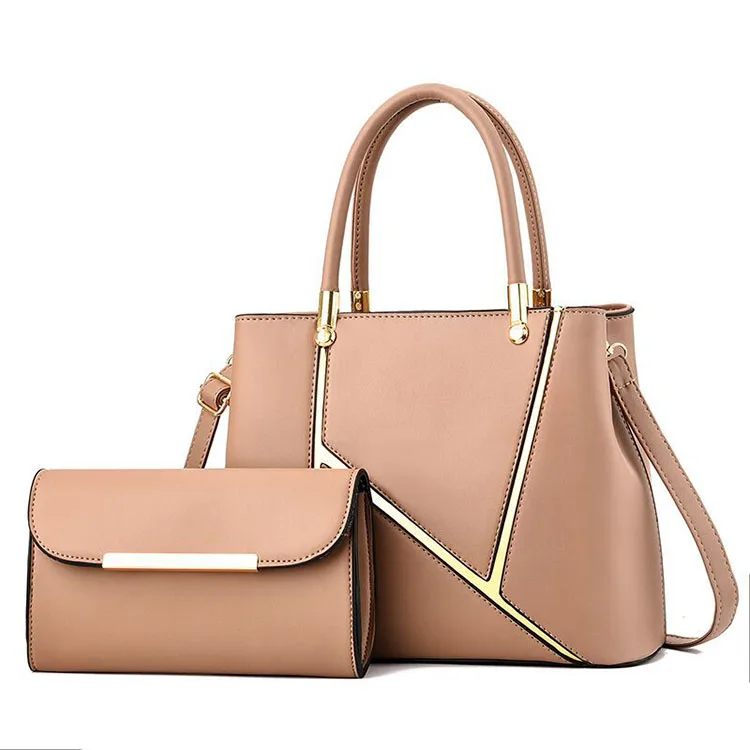 

2021 ladies luxury pu 2 in 1 handbags purses women bags set, 6 colors