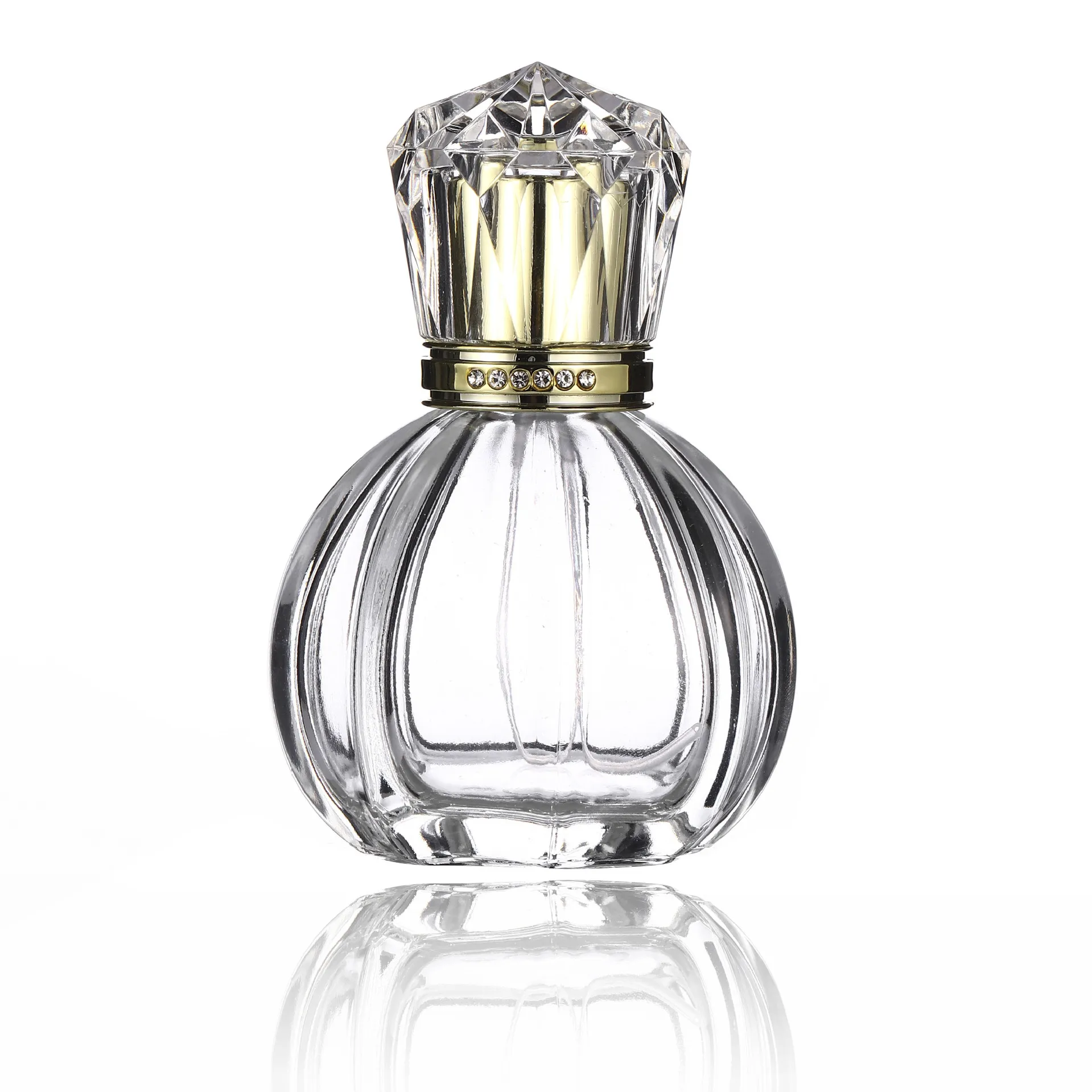 

Luxury unique shape empty 50ml clear perfume glass spray bottles