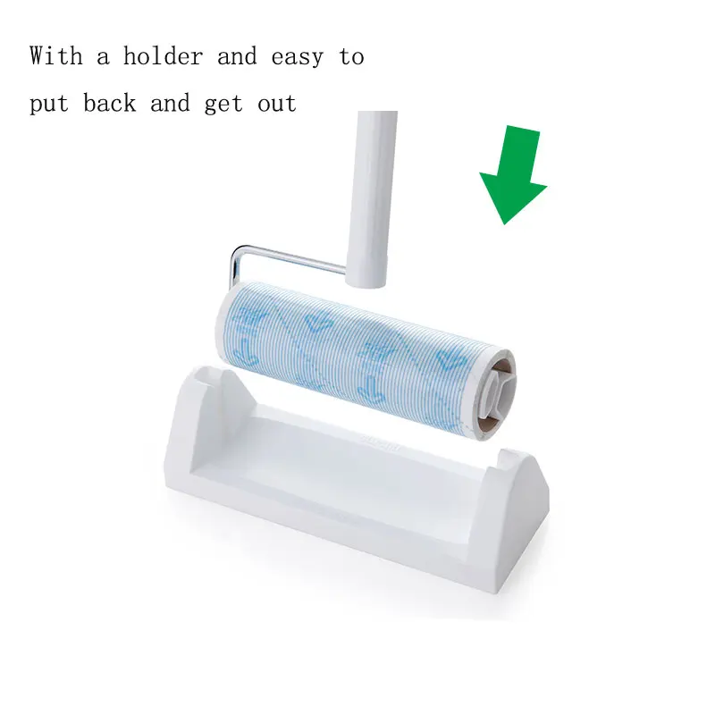 

Long Handle Floor Sofa Bed Sticky Lint Roller, White