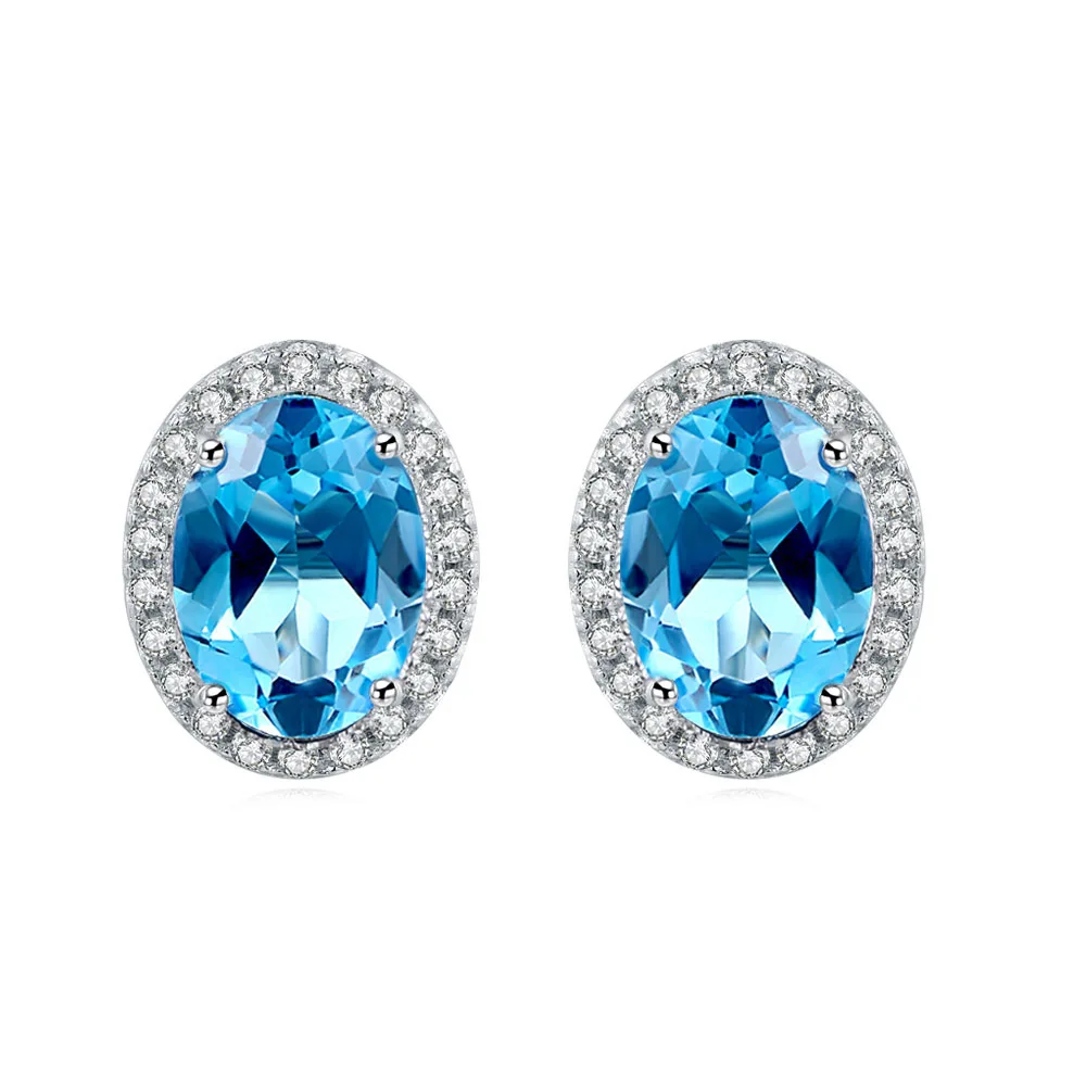 

JY 2021 summer trendy jewelry classic diamond earring rose gold plated stud earrings for women shiny cubic zirconia oval earring, Pic