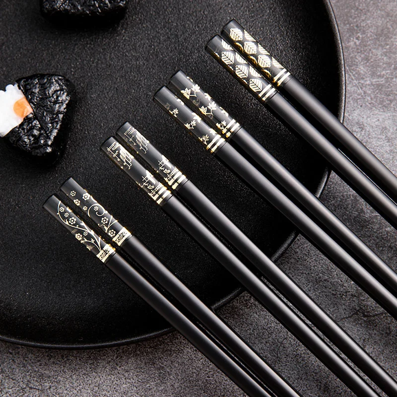

2021 Black Japanese chopsticks 24cm Fiberglass Alloy Plastic Chopsticks