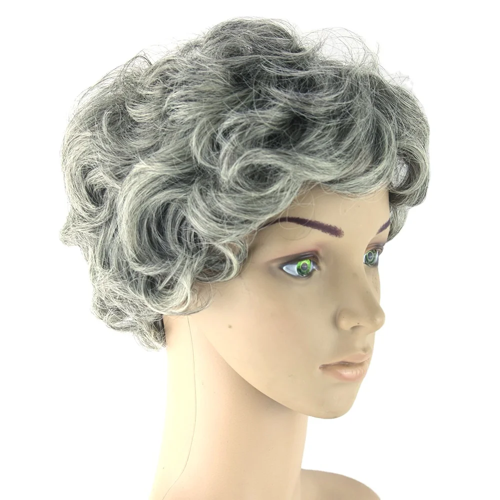 

2021 New hot style selling Fashion Style Synthetic Wigs woman girl  curly gray color wigs hair