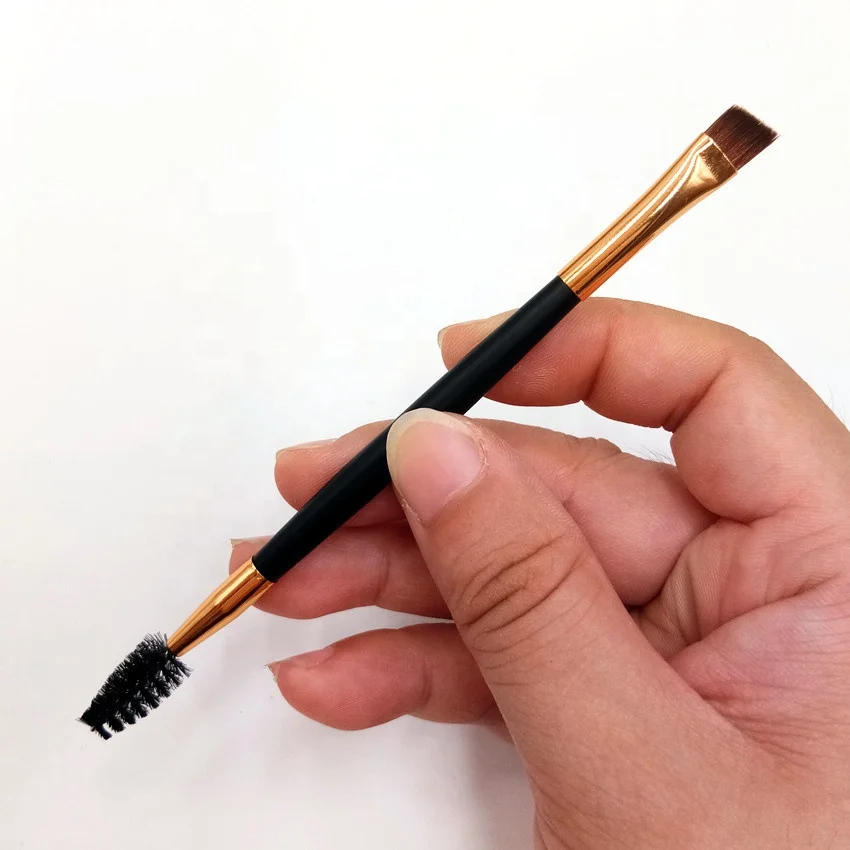 

Double Ended Gold Brow Spoolie Brush Dual Angled Eyelash Eyebrow Brush Dual Eye Brow Spoolie, Gold, black, customized