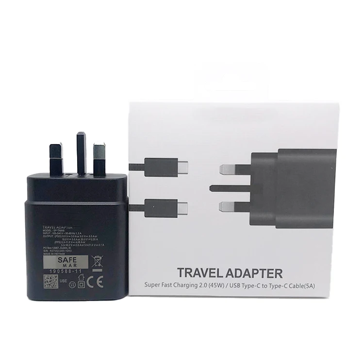 

UK Original Super Fast Charger 45W Fast Type C Adapter Cable for Samsung GALAXY Note 10 20 S20 Plus S20 Ultra S21 A71 A80 A91