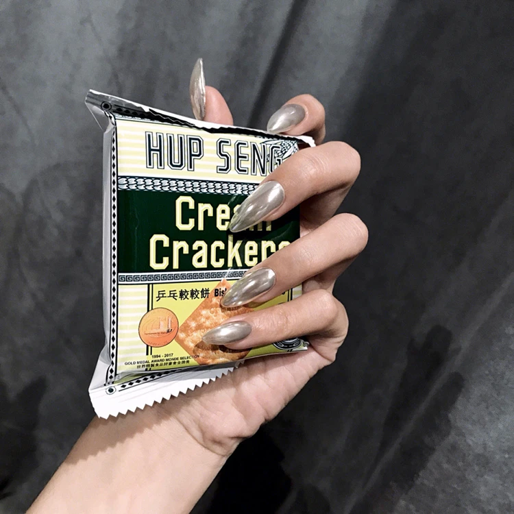 

24 Pcs Wholesale Punk Polish Cool Press on Nails Grey Short Fake Nails, As pic