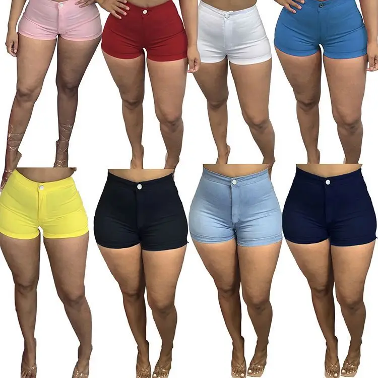 

Good Quality 2021 Summer Women Shorts High Elastic Solid Color Skinny Pants Trousers Shorts For Women
