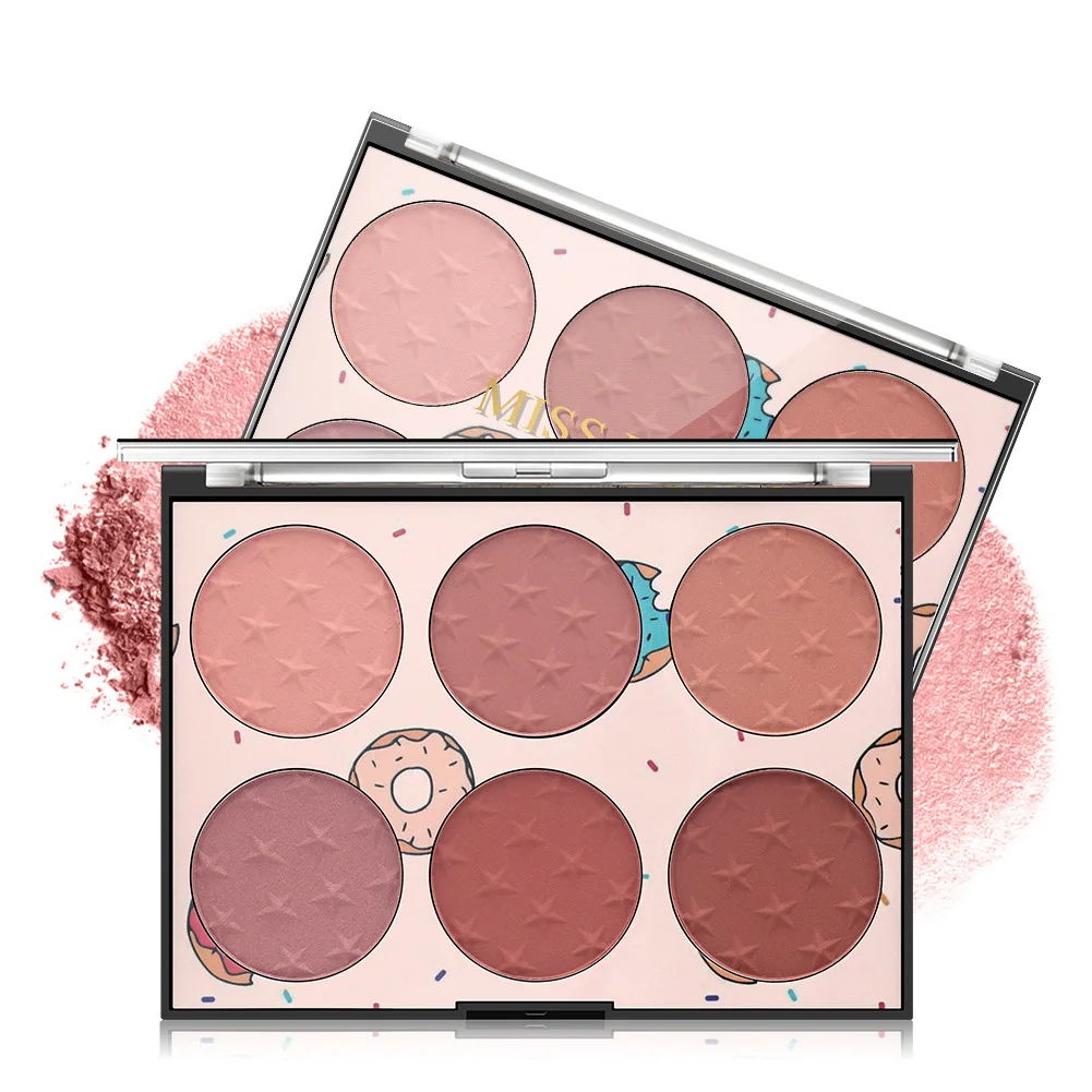 

Six Color Blush natural long matte pearlescent red disc, As shown