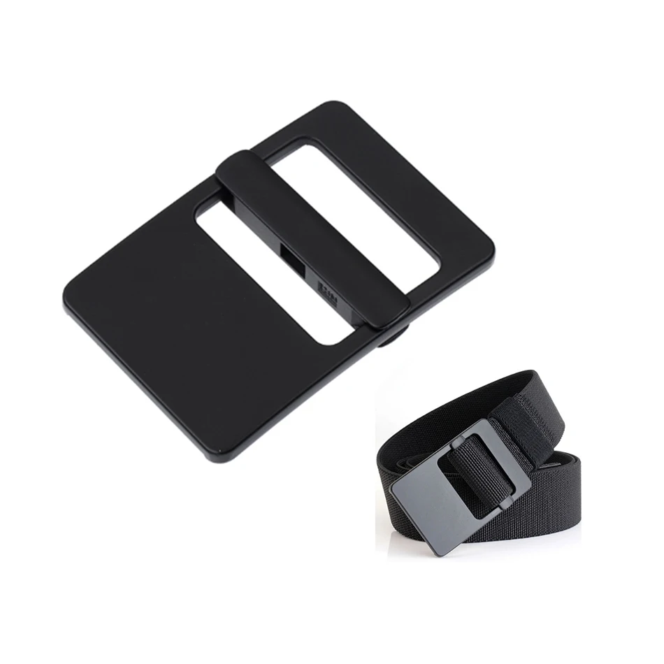 Custom 1.5 Inch Squared Design Logo Black Adjustable Metal Belt for Buckle