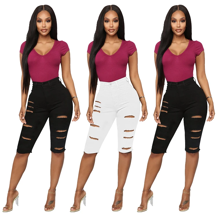 

2021 Summer Wholesale Ladies Casual Short Jeans Fashion Street Denim Hot Pants Ripped Denim Shorts For Women