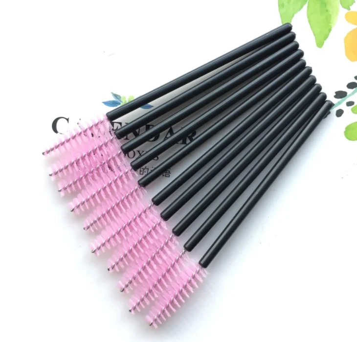 

Wholesale 10cm Length 50pcs per bag Disposable Black Pink Blue Color Eyelash Brushes Mascara Wands Applicator Cosmetic Brush, Black,pink,white,blue etc