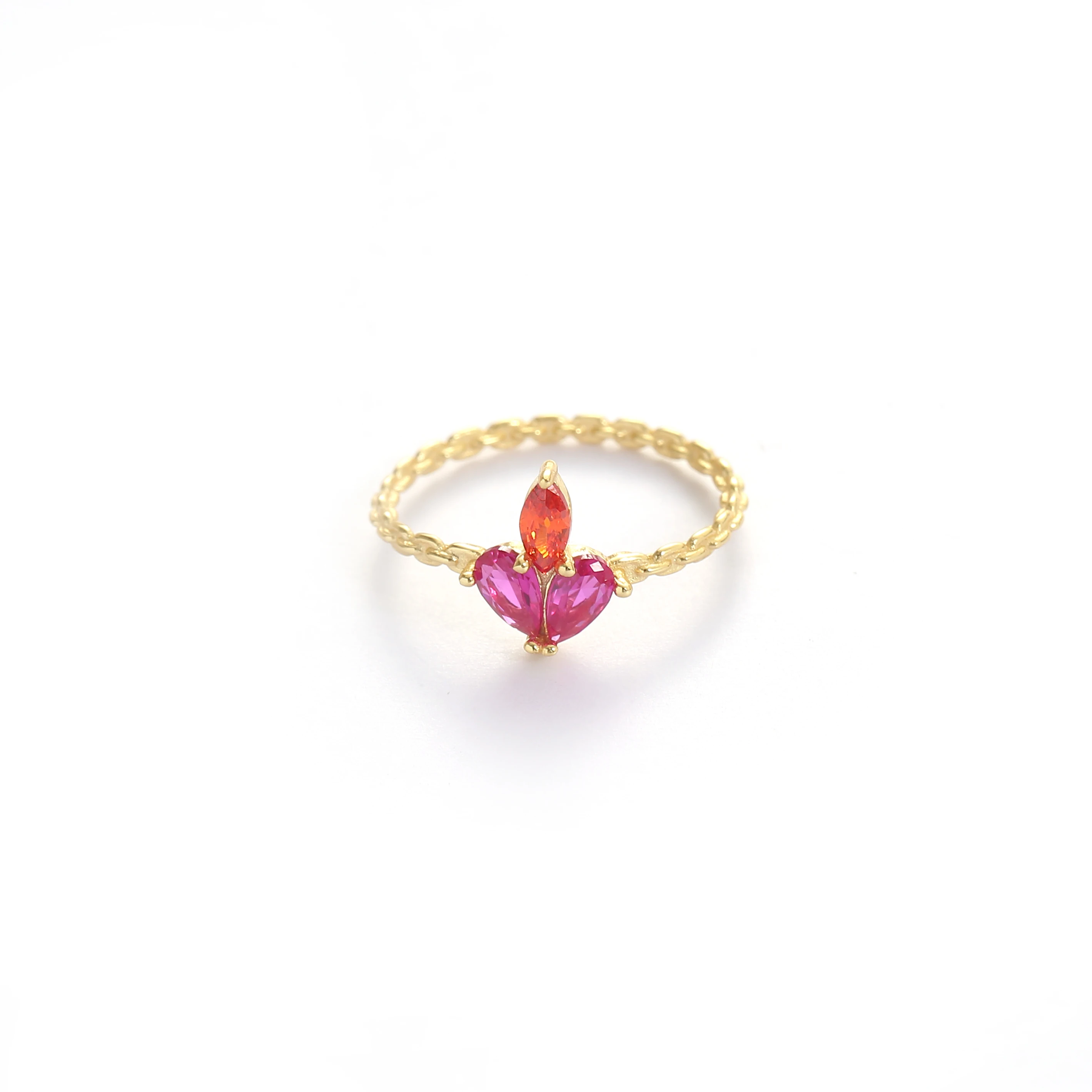 

Wholesale Customized Good Quality 14k Gold Plated 925 Sterling Silver Vintage Color zircon ring, 14k gold/color oem
