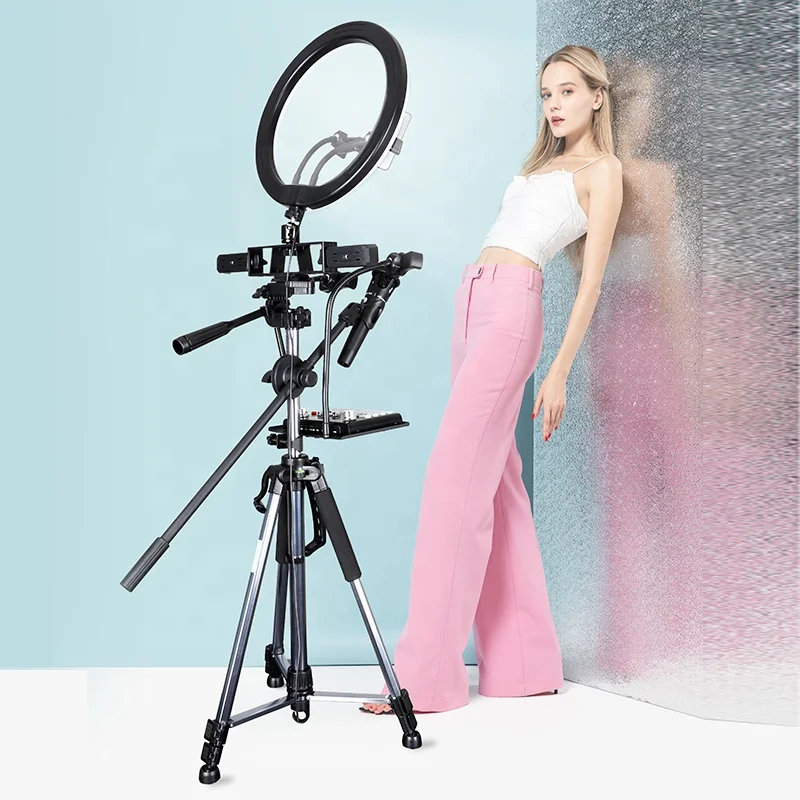 

for tik tok Live streaming tripod stand light tripod light stand for mobile Video shooting ring light with tripod stand