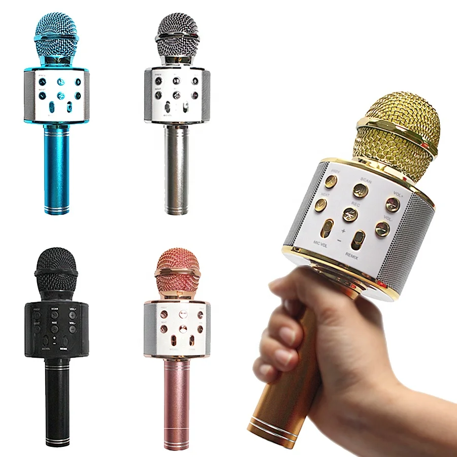 

Factory wholesale USB wireless WS 858 Microphone Karaoke Handheld Mic Speaker 858 Microphone Karaoke microphone, Pink,blue,silver,green,black,golden,etc..