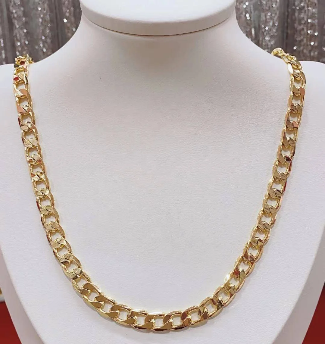 

Hip Hop Men's Golden Chains 6 mm 7 mm 8 mm 24" 26" 28" Figaro Chain Cuban Link Chain Men's Fashion Jewelry