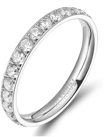 

New stainless steel claw setting cuban zirconia rings for women