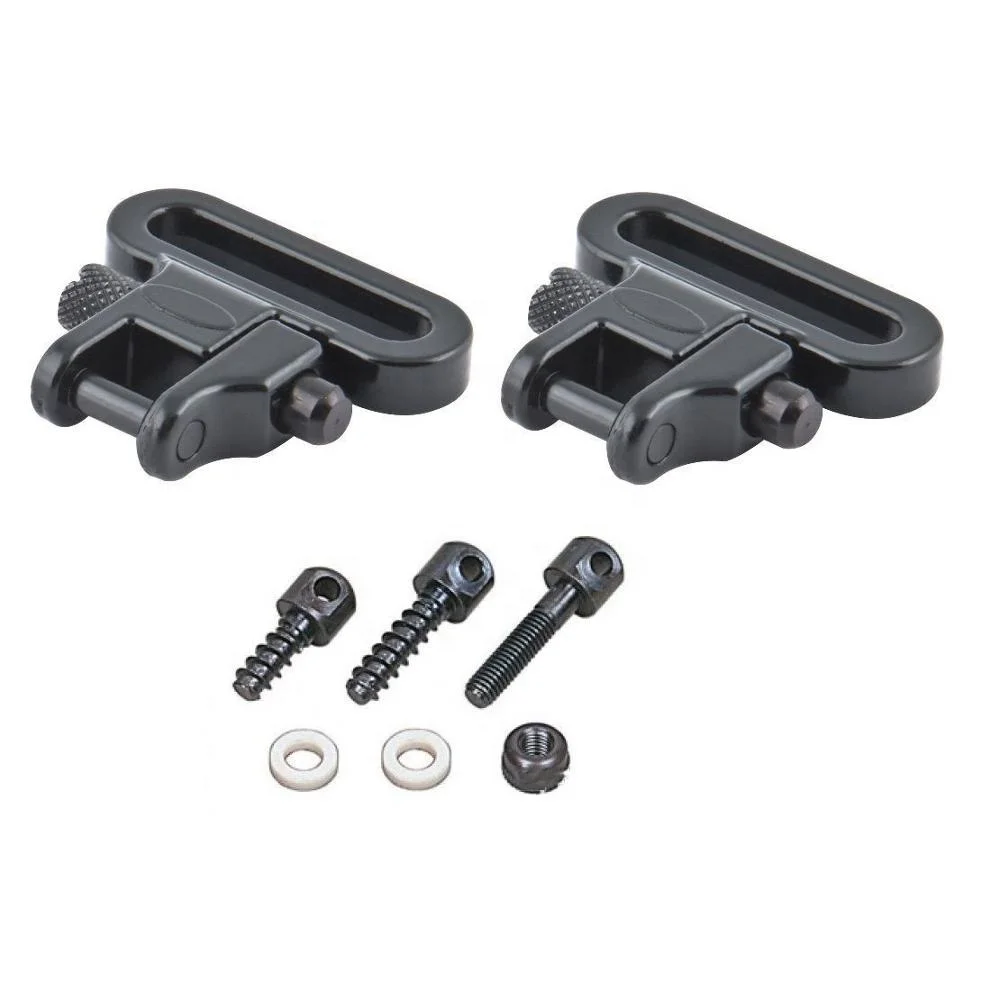

2 pack tactical strap buckle with screws 300 lbs quick detach rifle sling swivel studs bolt screw kit adapter, Black