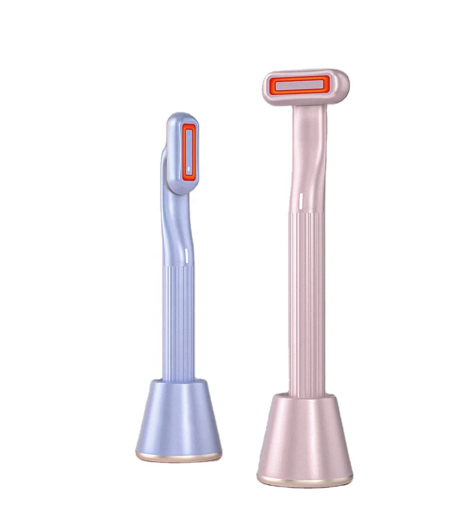 

2022 new portable Microcurrent Therapeutic Warmth Facial Eye Massage Beauty Red Light Wand, Pink, purple and blue