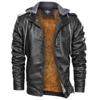 

Man Jacket Wholesale Custom Design Yellow Black Colors Hooded Winter Fleece Faux Leather Jacket