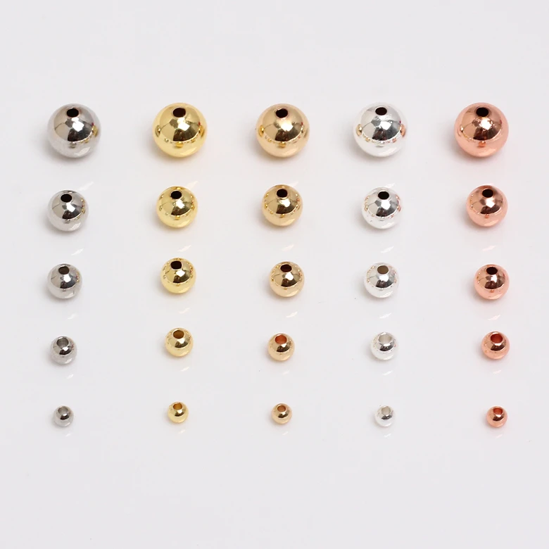 Glossy loose beads 2.5mm 3mm 4mm 5mm 6mm 8mm 14k gold color-preserving 4 colors brass spacer beads for diy jewelry