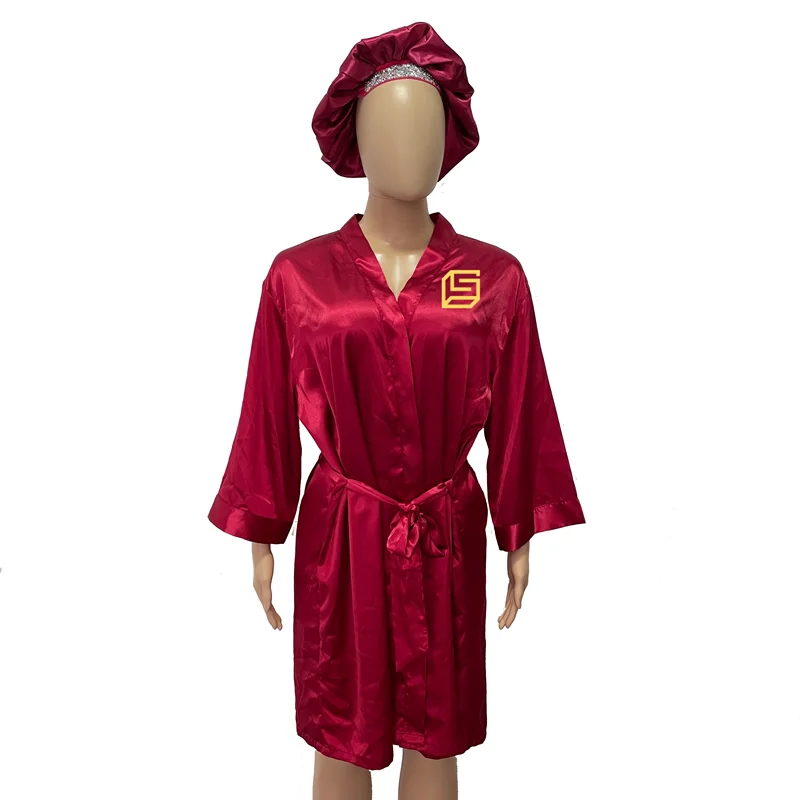 

Custom Satin Silk Sleepwear Silk Pajamas Bonnets set