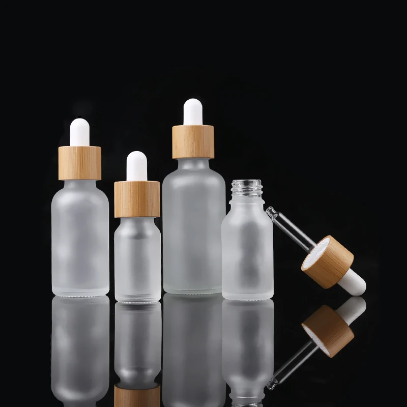 

50 Ml Bamboo Cosmetic Packaging Serum Dropper Bottle Frosted Cosmetics Glass Oil Bottle 50 Ml Oil Dropper Bottle