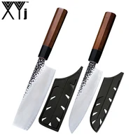 

XYj VG10 Damascus Steel 7 Inch Santoku Nakiri Sharp Japanese Kitchen Knife Hammered Blade Hand Forged Damascus Knife Set