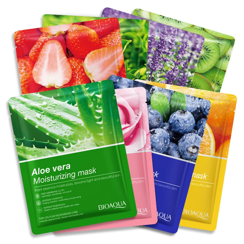 

OEM ODM BIOAQUA plant extract skin moisturizing blueberry aloe green tea rose sheet face mask for female