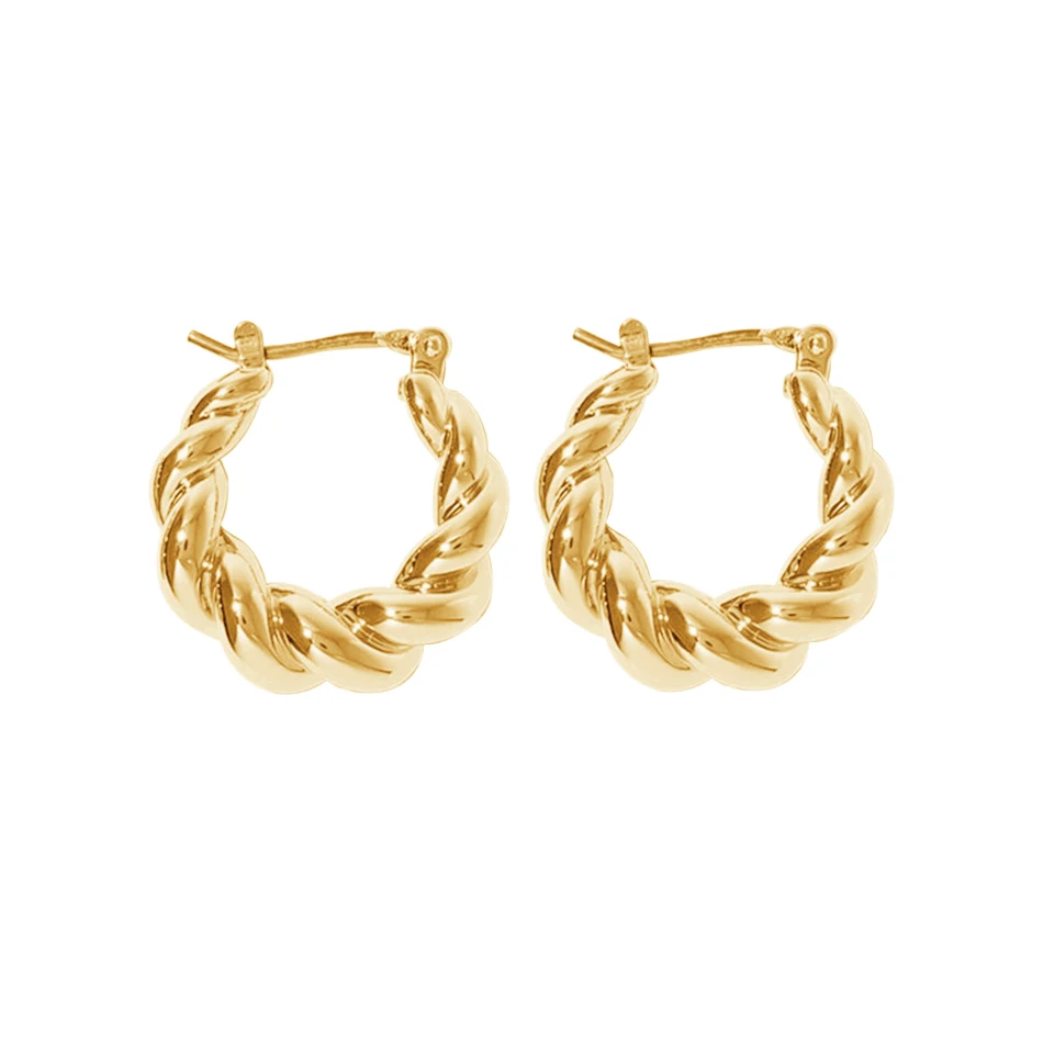 

fine jewelry wholesaler 925 sterling silver earrings 18k gold plated twisted hoop earrings for women