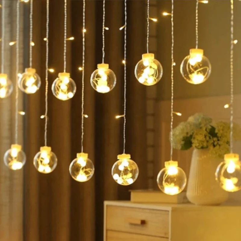 Factory outlet LED Christmas Fairy String Lights Festival Decorative wishing ball led curtain icicle lights