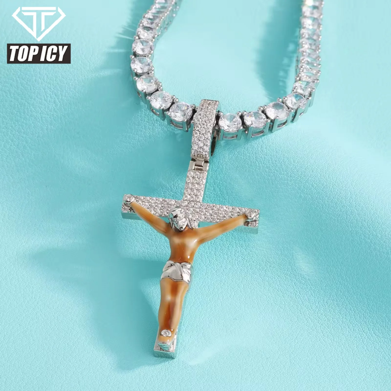 Iced Out Jesus Cross Pendant Jewelry Hot Selling Zircon Cross Pendant Fashion Simple Cross Pendant Necklace Jewelry