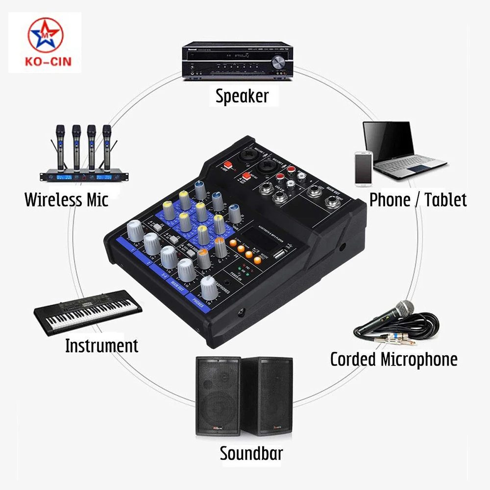 

sound console Professional 6-Channel Mixer usb interface controller effect sound mixer dj audio amplifier